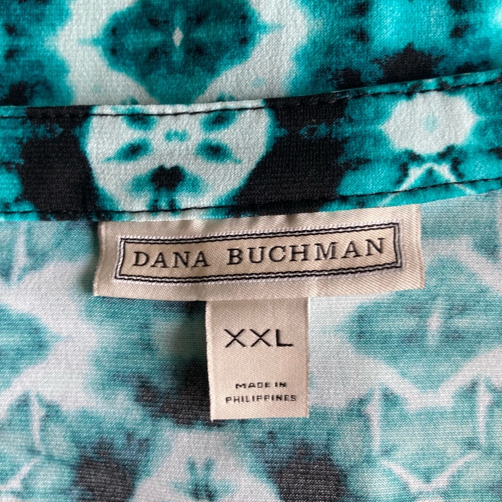 New Dana Buchman Green white Black Polyester Short Sleeves Blouse size XXL - Picture 11 of 13